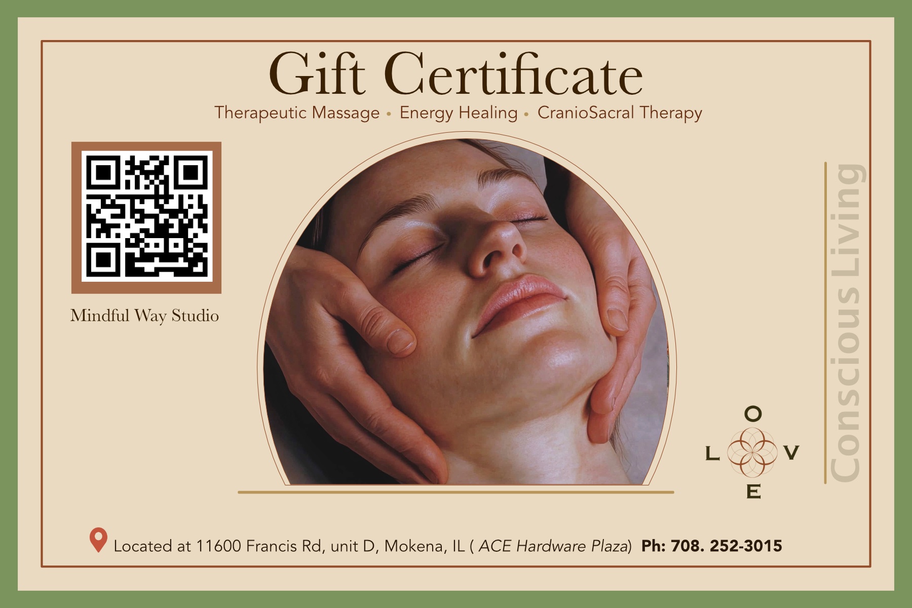 Mindful Way Studio gift certificate — Therapeutic Massage, Energy Healing, CranioSacral Therapy